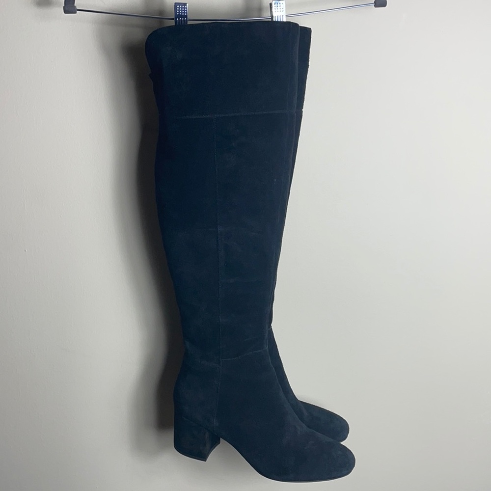 Franco Sarto Knee High Black Suede and Leather Boots